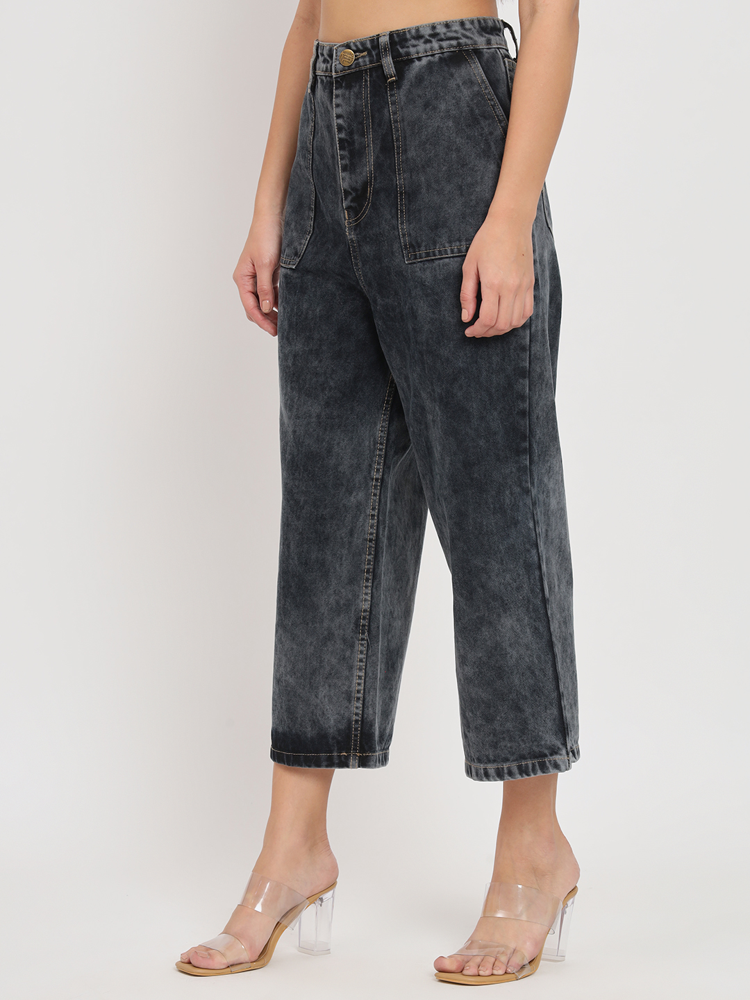 AngelFab Women Carban Black Jeans