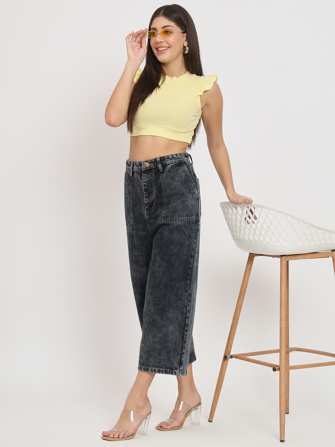 AngelFab Women Carban Black Jeans