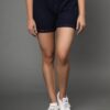 057A4937 AngelFab Women Elastic Belt Navy Blue Short