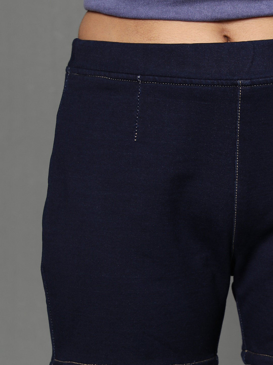 057A4946 AngelFab Women Elastic Belt Navy Blue Short