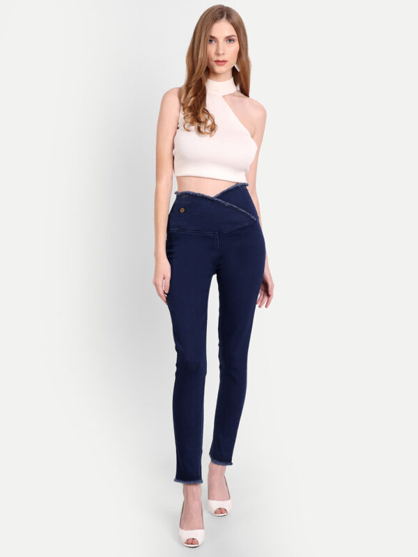 AngelFab Women V-Belt Broad Royal Blue Jegging