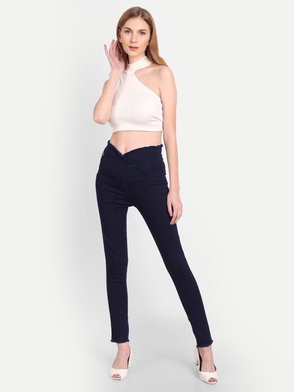 AngelFab Women V-Belt Broad Navy Blue Jegging