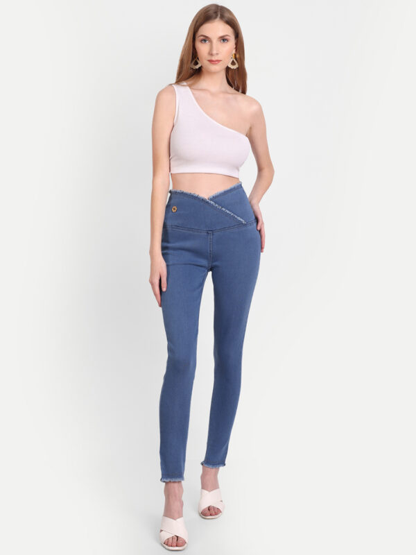 AngelFab Women V-Belt Broad Dark Blue Jegging