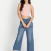 AngelFab Women Wide Leg Pent Sky Blue Jeans