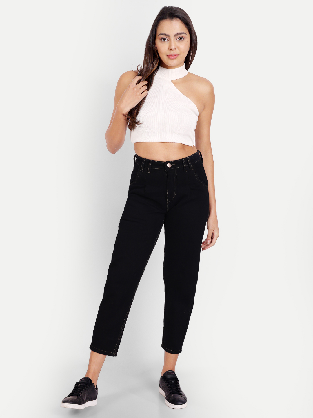 AngelFab Women Boyfriend Black Jeans