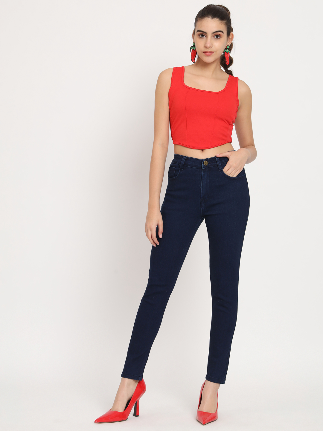 AngelFab Women Skinny fit Royal Blue Jeans