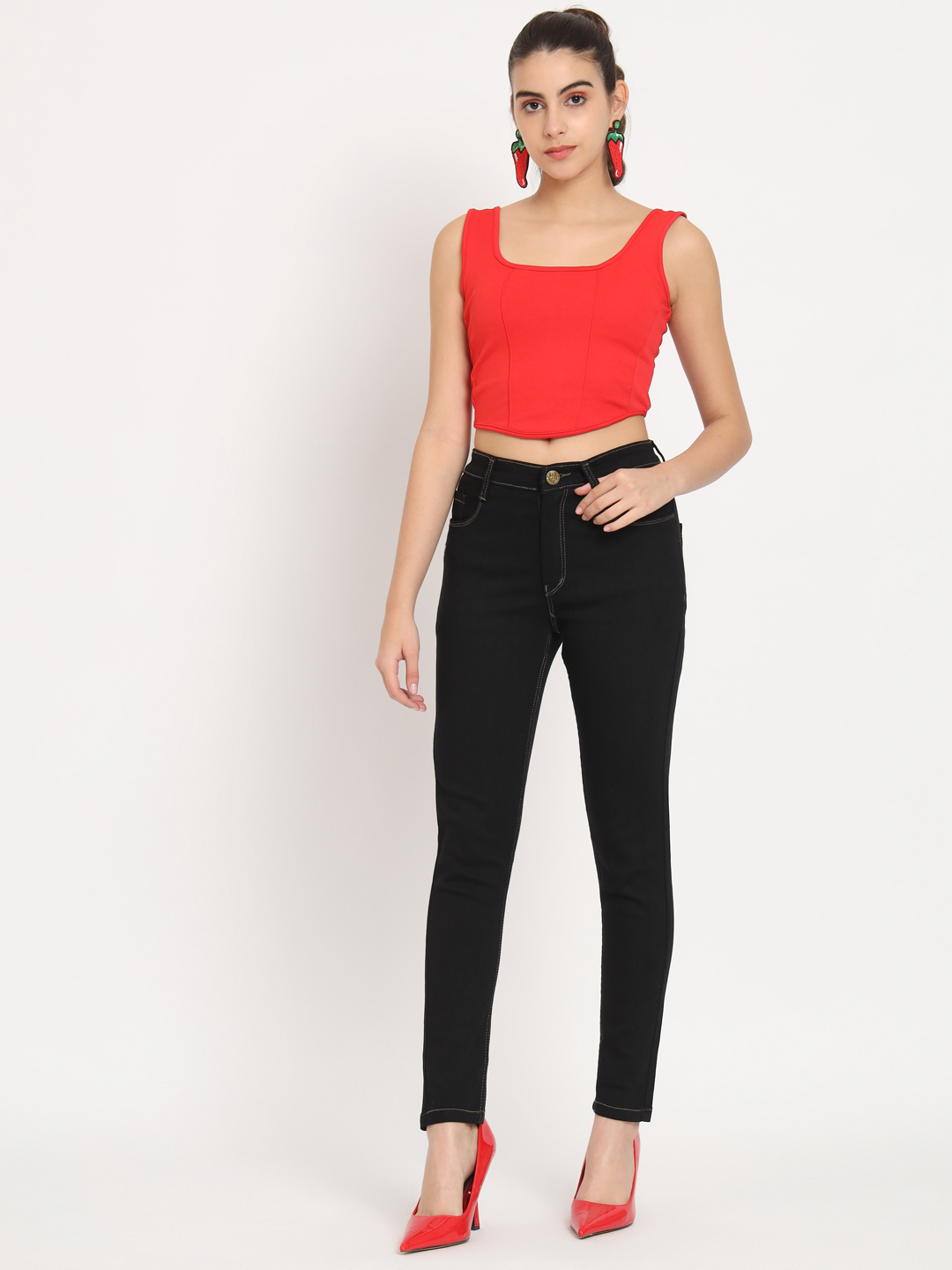 AngelFab Women Skinny fit Black Jeans