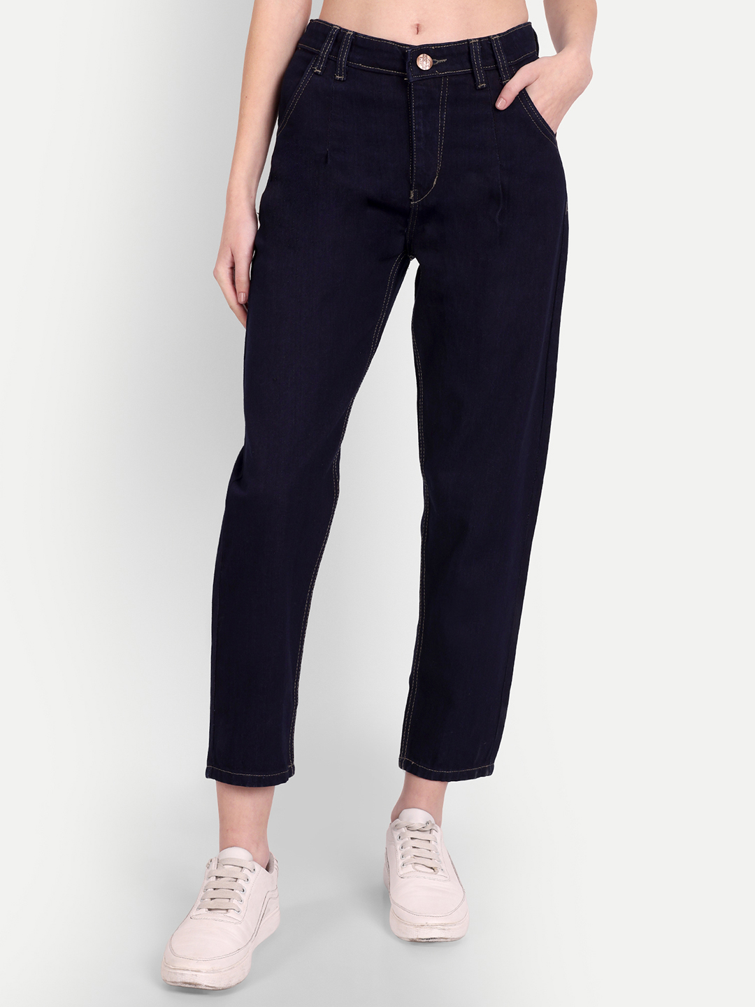 AngelFab Women Boyfriend Navy Blue Jeans