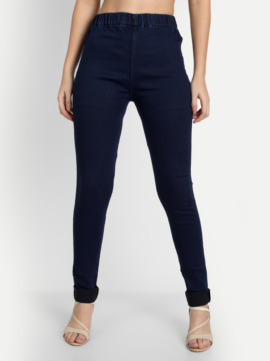 2 AngelFab Women Elastic Belt Royal Blue Jegging