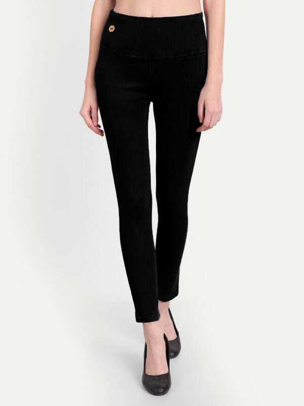 AngelFab Women Broad Belt Black Jegging