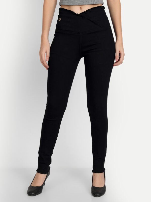 AngelFab Women V-Belt Broad Black Jegging