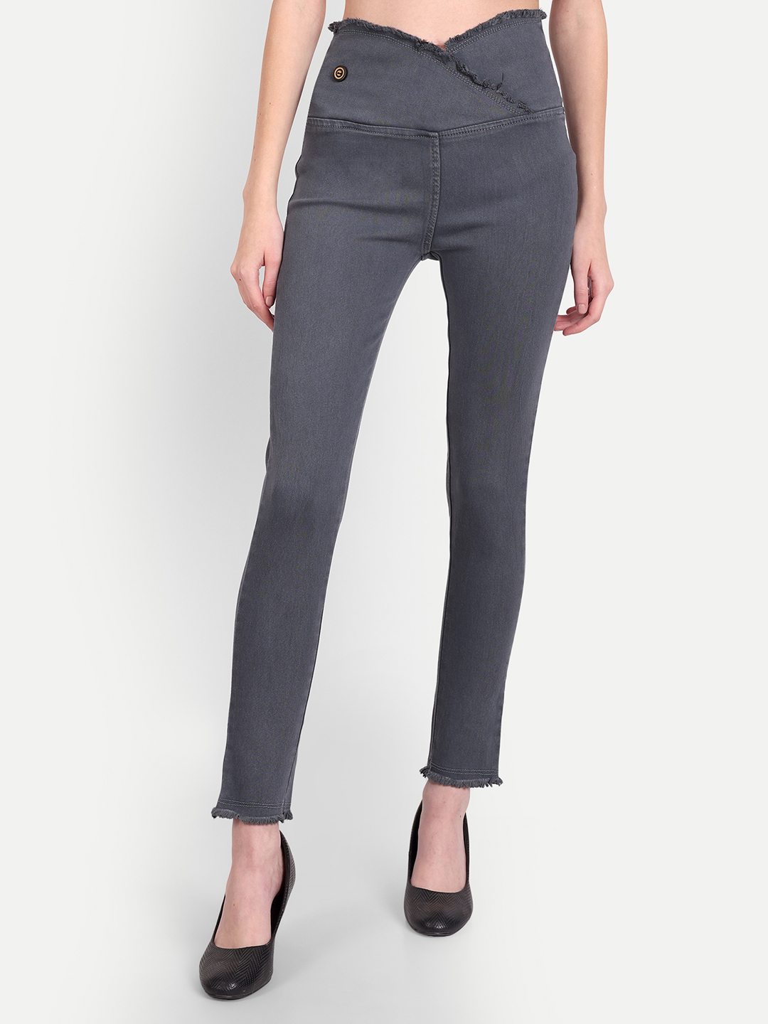 2 AngelFab Women V-Belt Broad Grey Jegging