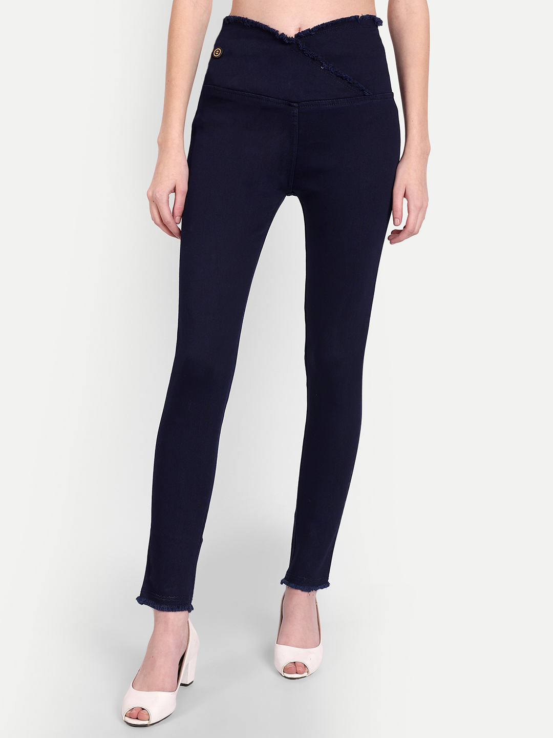 2 AngelFab Women V-Belt Broad Navy Blue Jegging