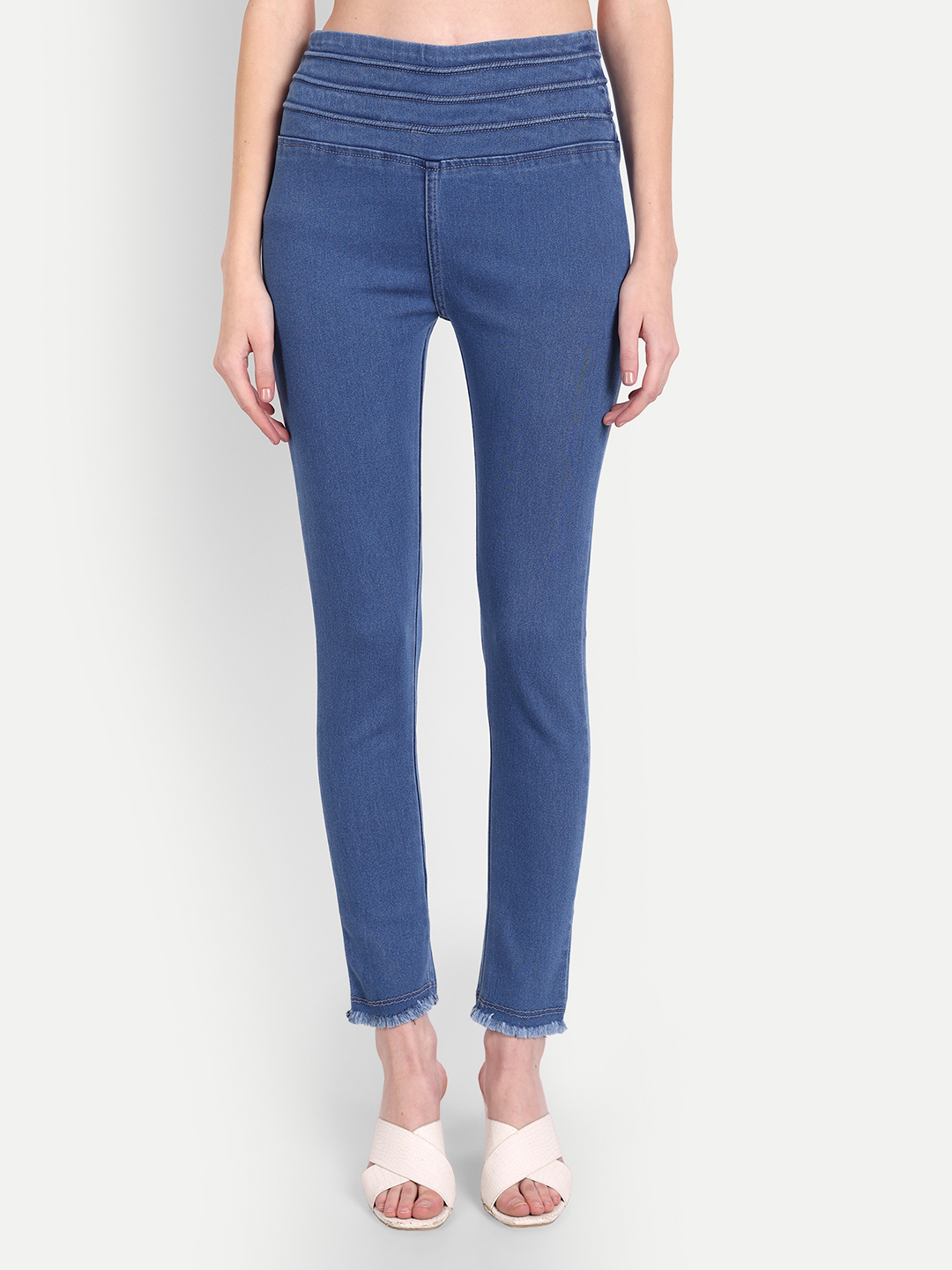 2 AngelFab Women Broad Belt 3line Dark Blue Jegging