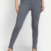 AngelFab Women Elastic Belt 1line Grey Jegging