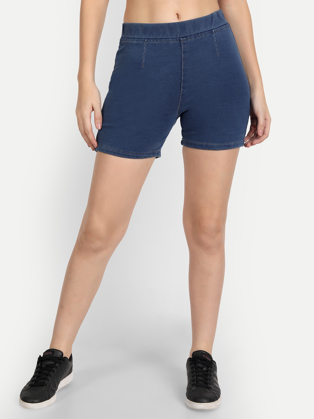 2 AngelFab Women Elastic Belt Dark Blue Short