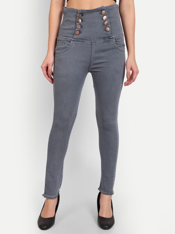 AngelFab Women 8 Button Grey Jeans