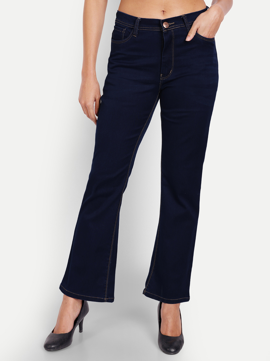 2 AngelFab Women DN 1003 Cut Pent Royal Blue Jeans