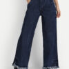 AngelFab Women DN 1004 2B Wideleg Navy Blue Jeans