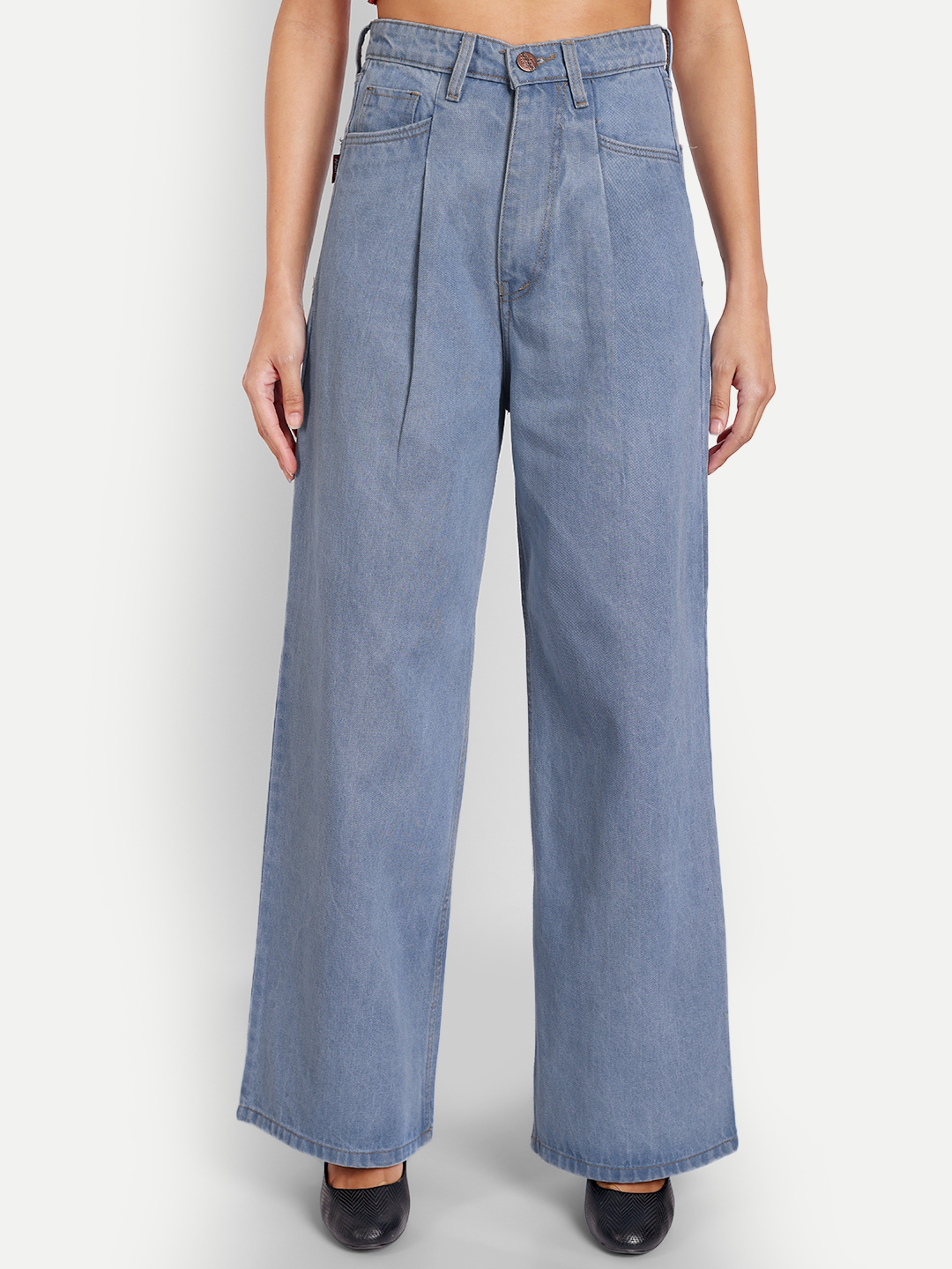 2 AngelFab Women DN 1007 High Loose Pent Sky Blue Jeans