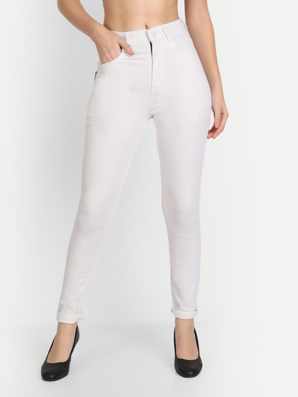 AngelFab Women High Rise Skinny Pent White Jeans