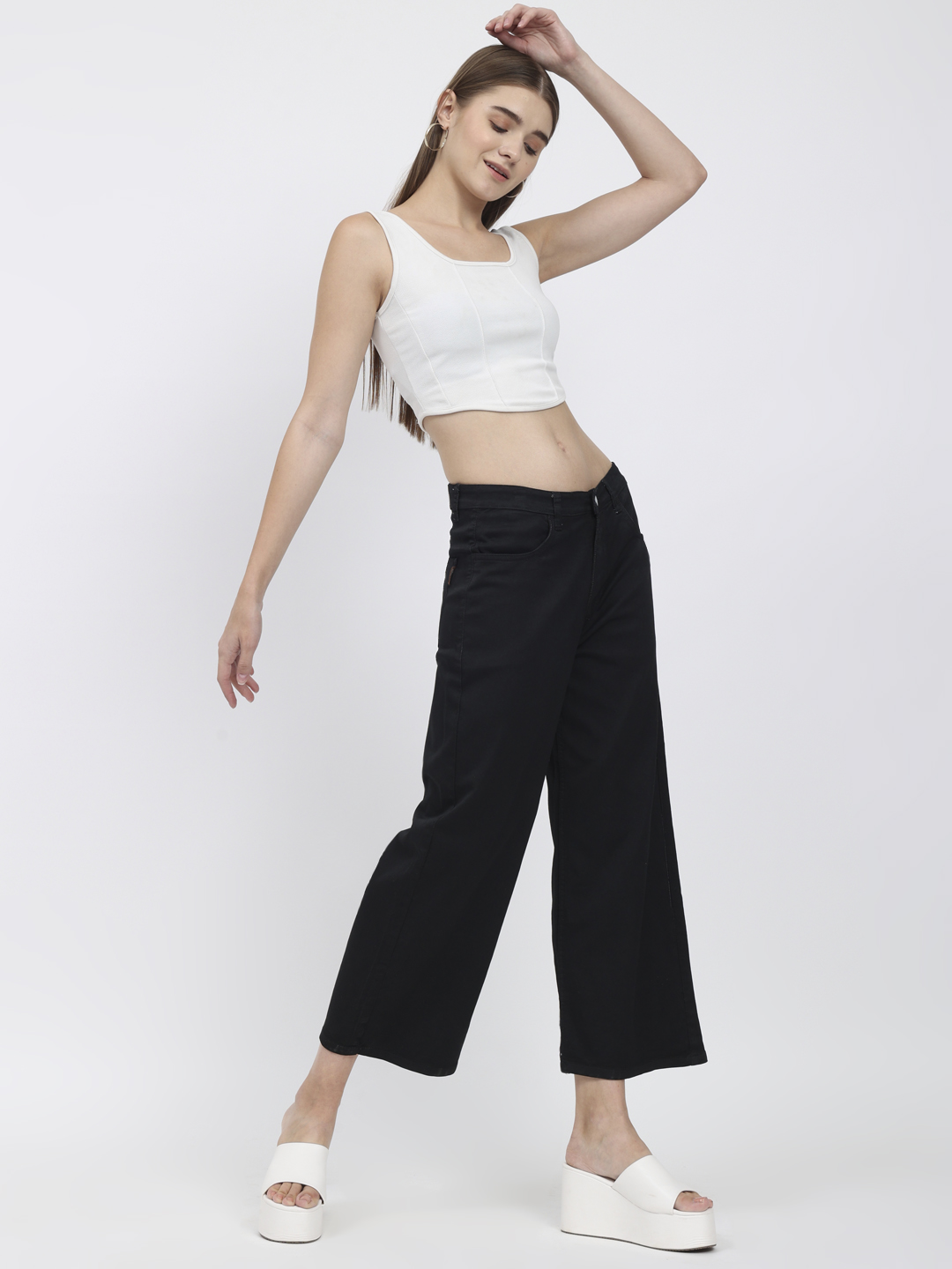 AngelFab Women High Loose Pent Black Jeans