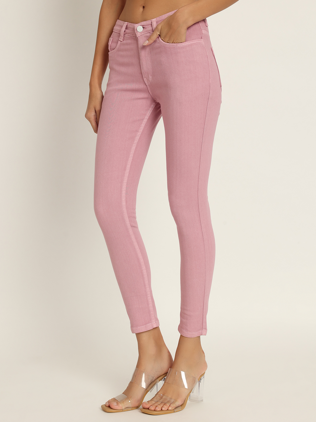 AngelFab Women Baby Pink Jeans