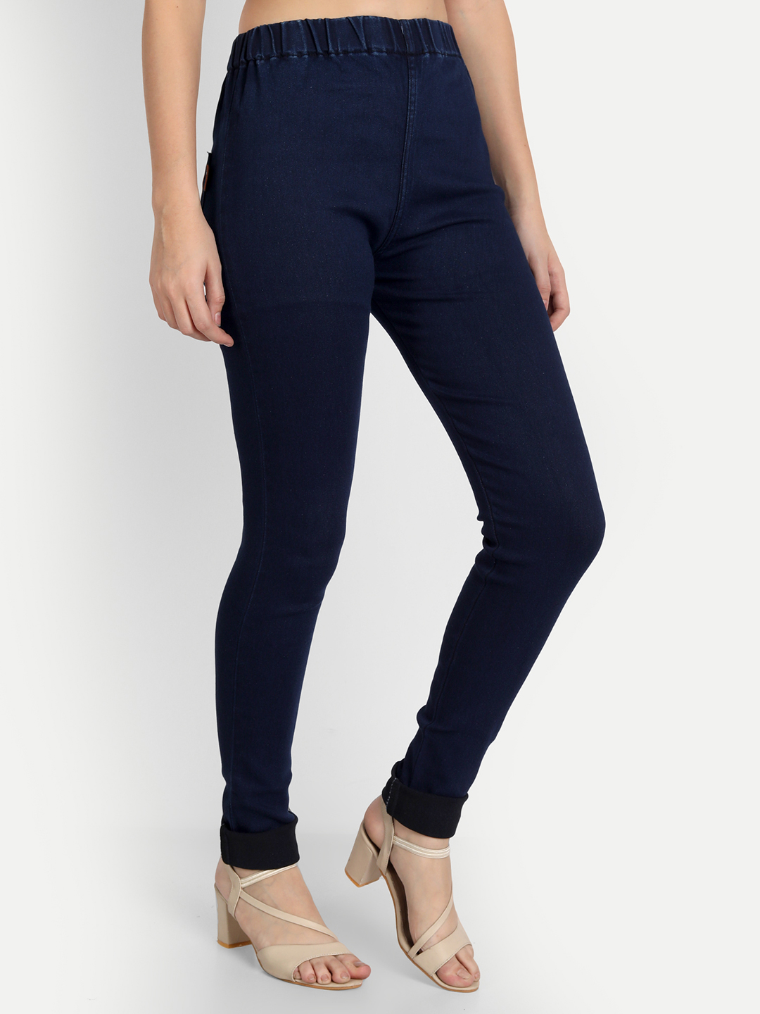 3 AngelFab Women Elastic Belt Royal Blue Jegging