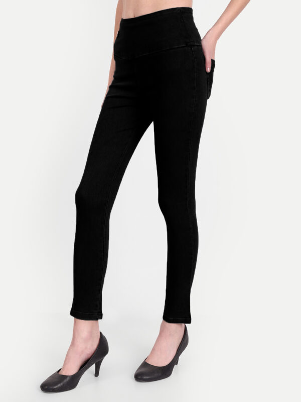 AngelFab Women Broad Belt Black Jegging