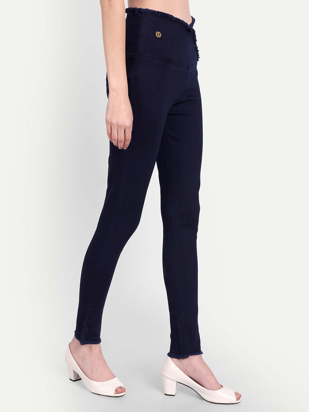 3 AngelFab Women V-Belt Broad Navy Blue Jegging