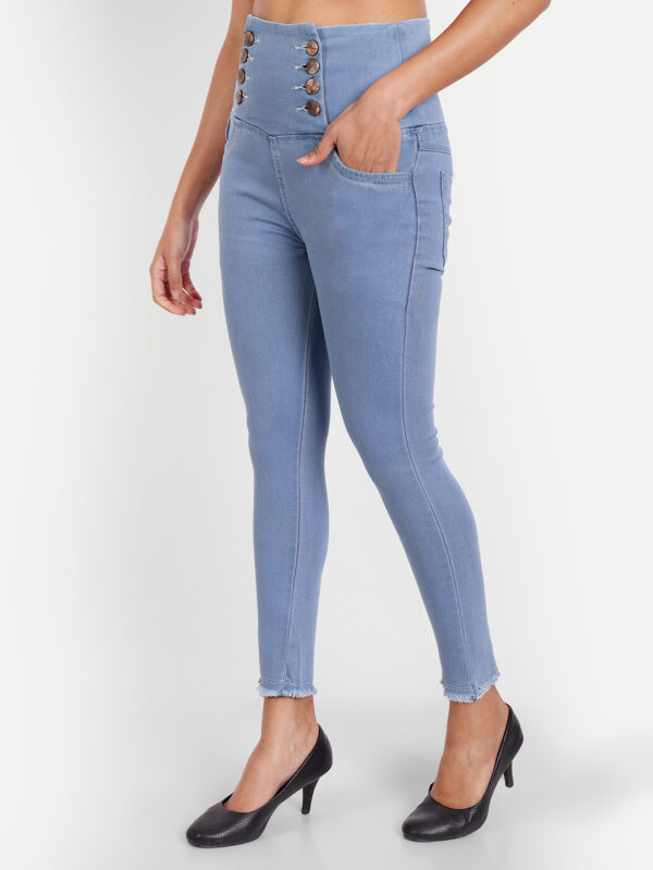 AngelFab Women 8 Button Sky Blue Jeans