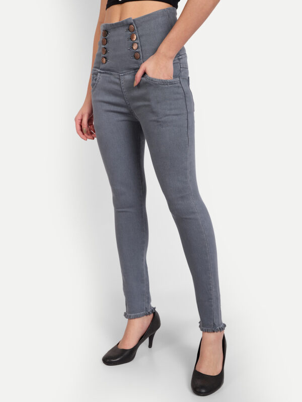 AngelFab Women 8 Button Grey Jeans