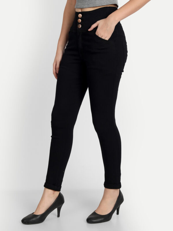 AngelFab Women 3 Button Black Jeans