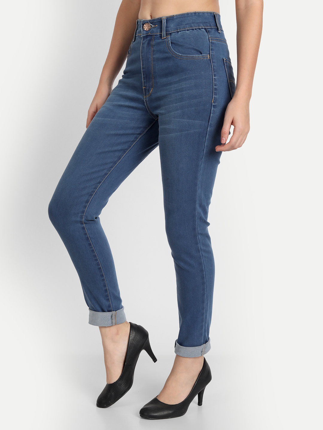 3 AngelFab Women DN 1002 High Rise Skinny Pent Dark Blue Jeans