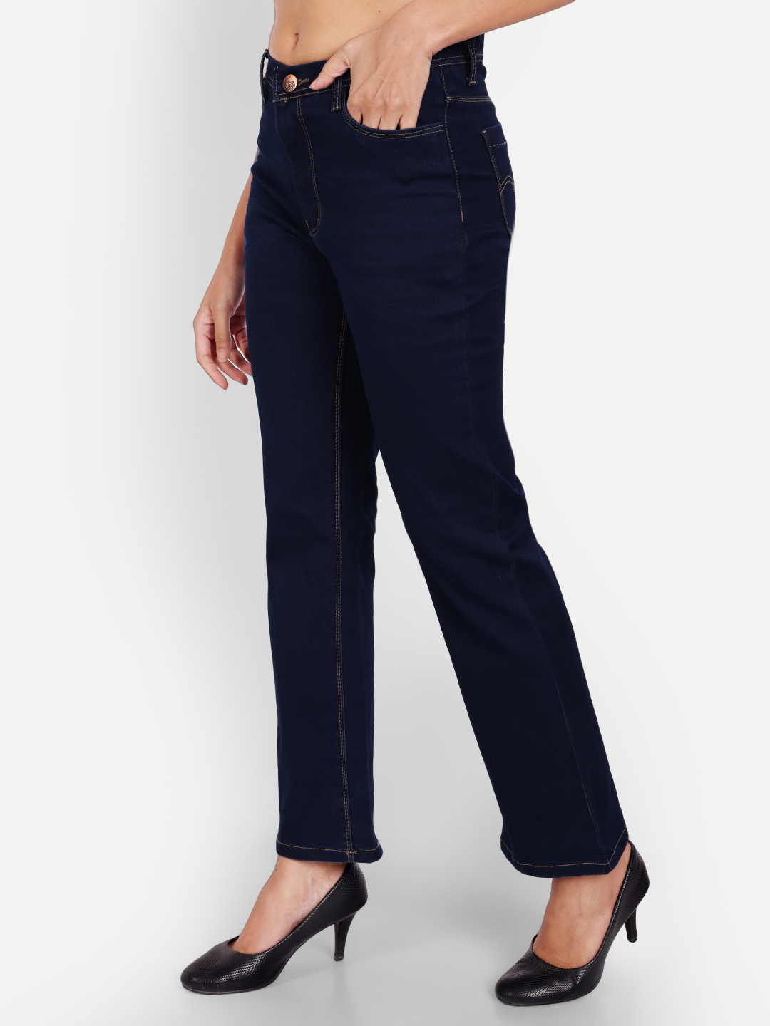 3 AngelFab Women DN 1003 Cut Pent Royal Blue Jeans