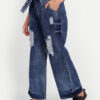 3 AngelFab Women DN 1005 S.Belt Wideleg Royal Blue Jeans