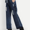 3 AngelFab Women DN 1005 S.Belt Wideleg Navy Blue Jeans