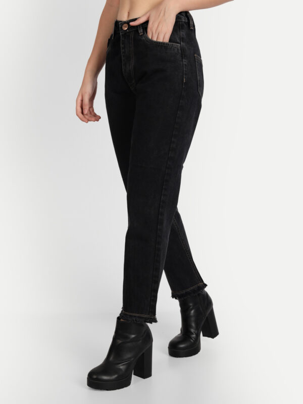 AngelFab Women DN 1008 Loose Pent Black Jeans