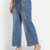 AngelFab Women Wide Leg Pent Sky Blue Jeans