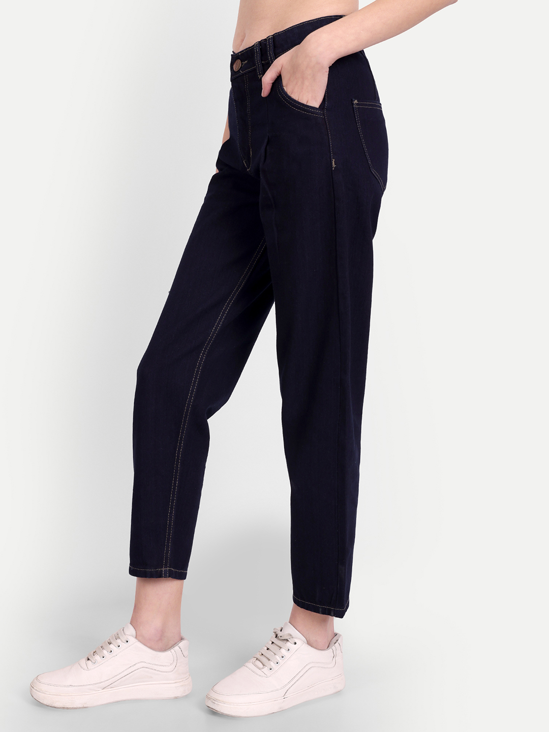 AngelFab Women Boyfriend Navy Blue Jeans