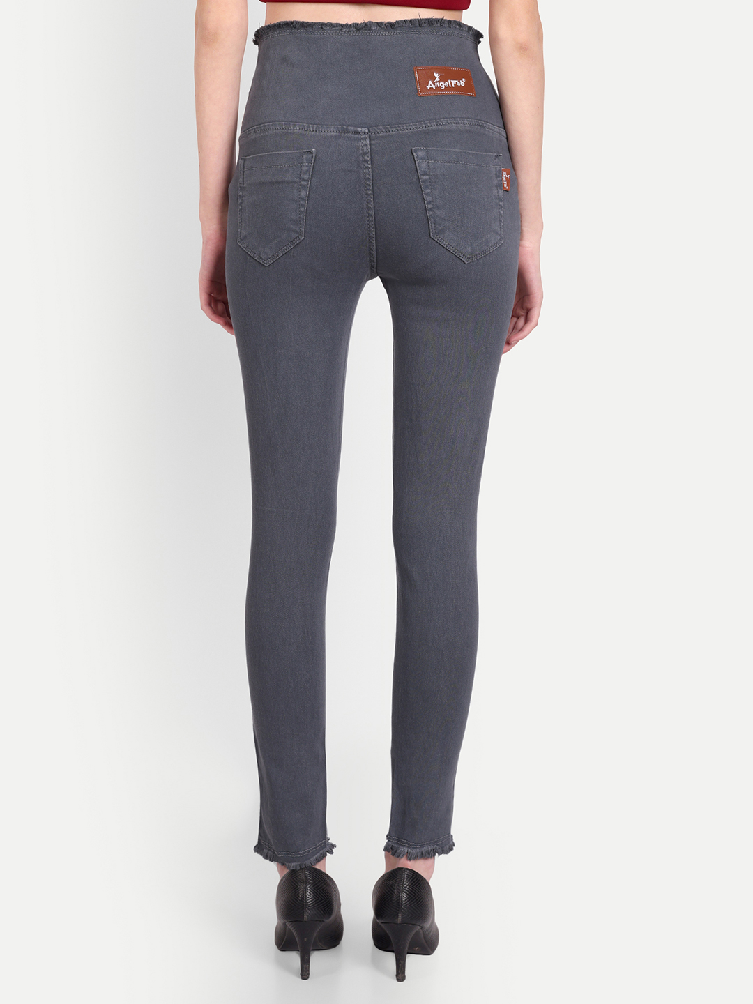 4 AngelFab Women V-Belt Broad Grey Jegging