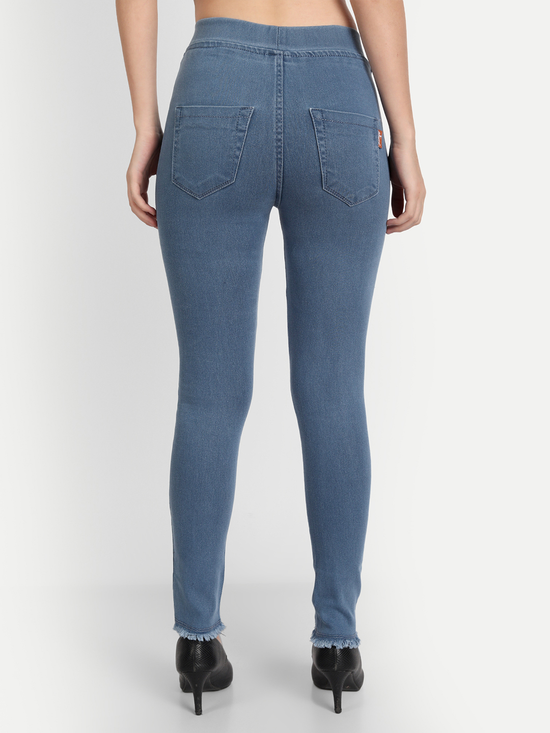 AngelFab Women Elastic Belt 1line Dark Blue Jegging