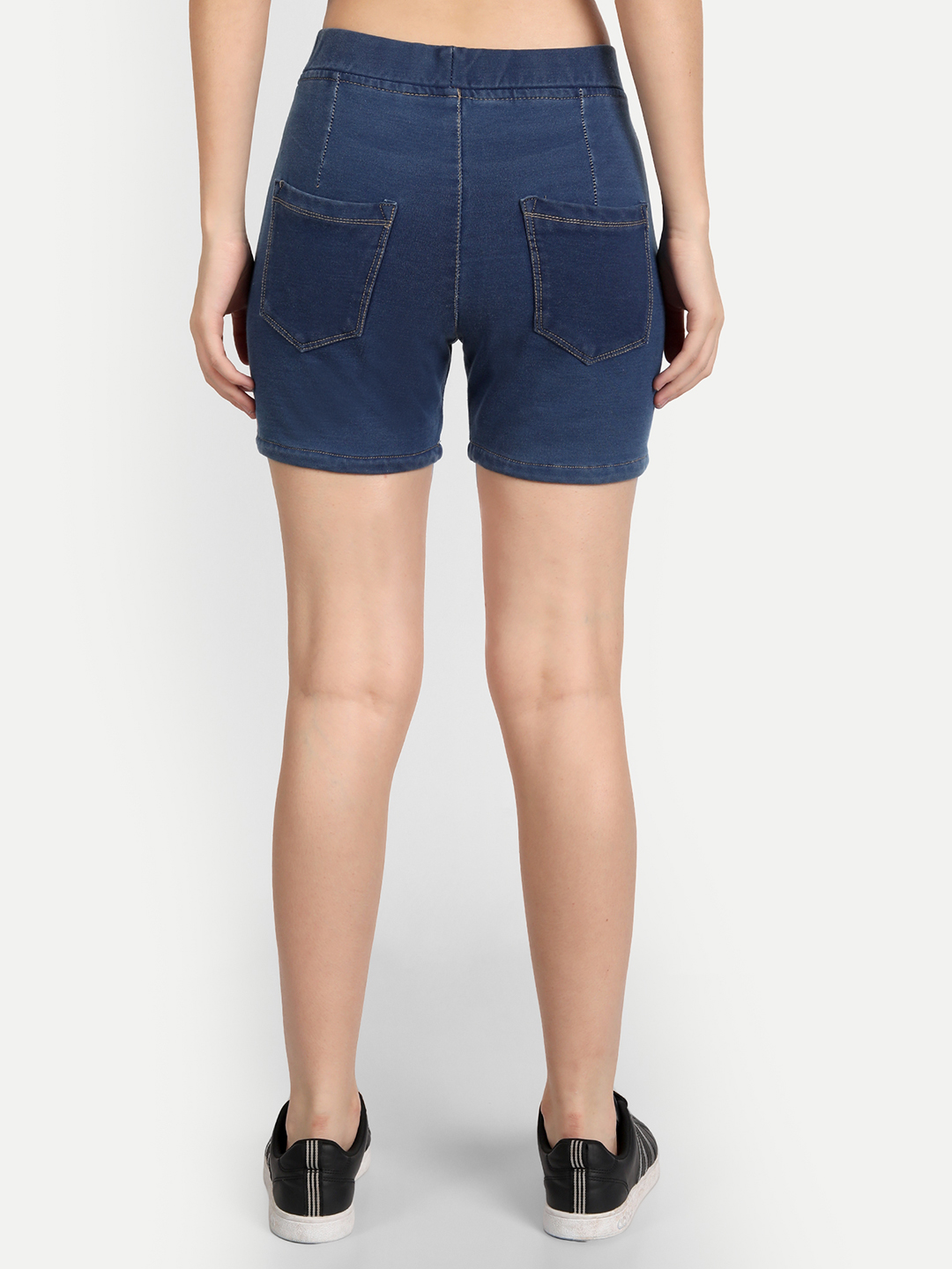 4 AngelFab Women Elastic Belt Dark Blue Short