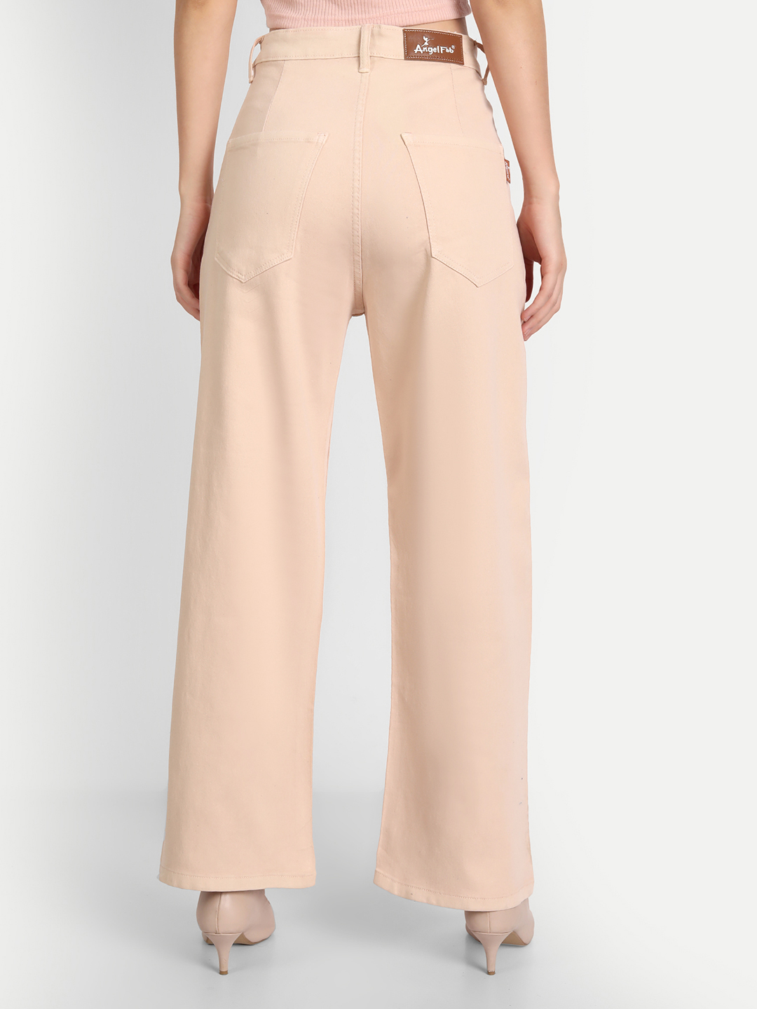 4 AngelFab Women High Loose Pent Beige Jeans