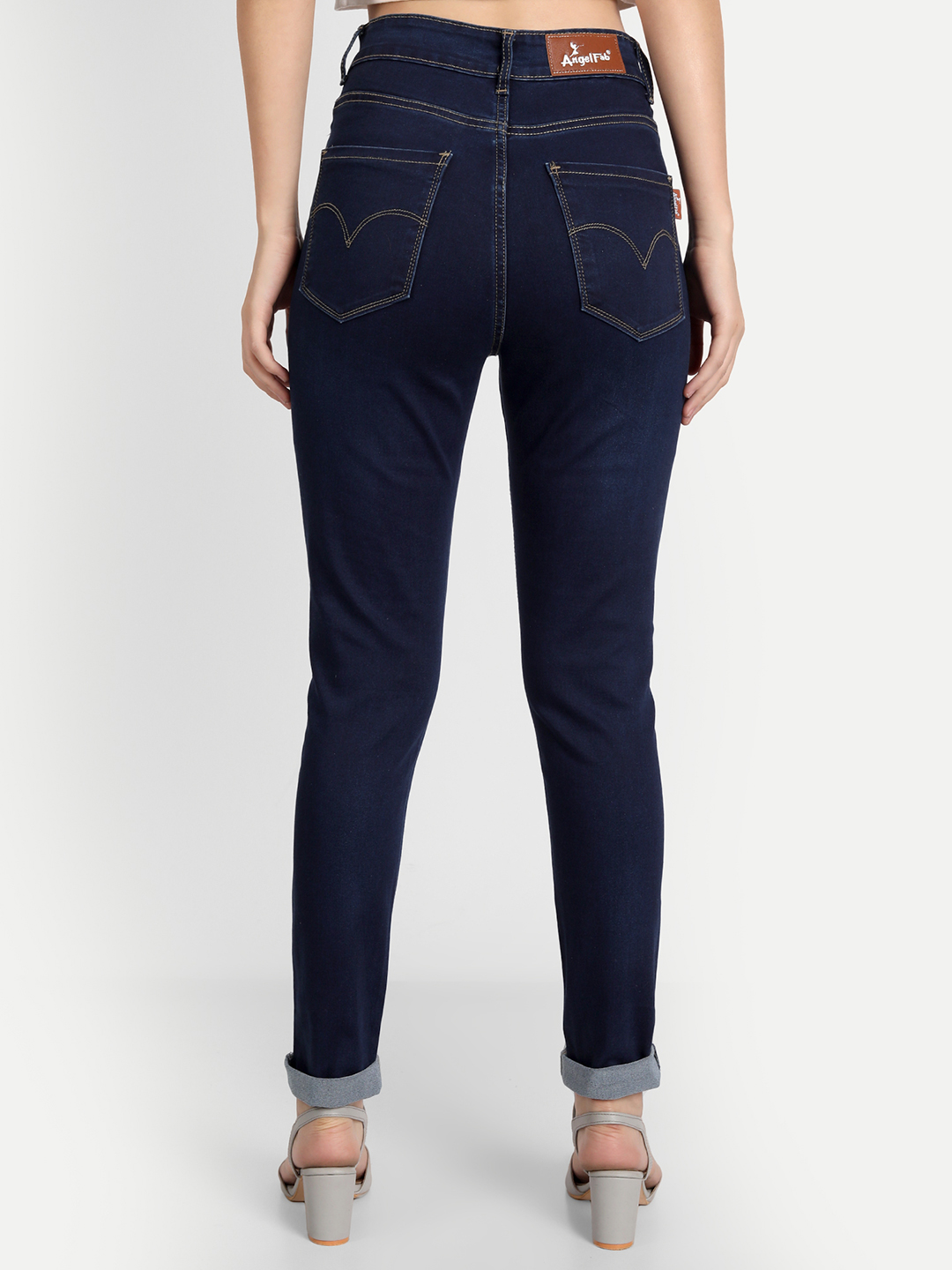 4 AngelFab Women DN 1002 High Rise Skinny Pent Royal Blue Jeans