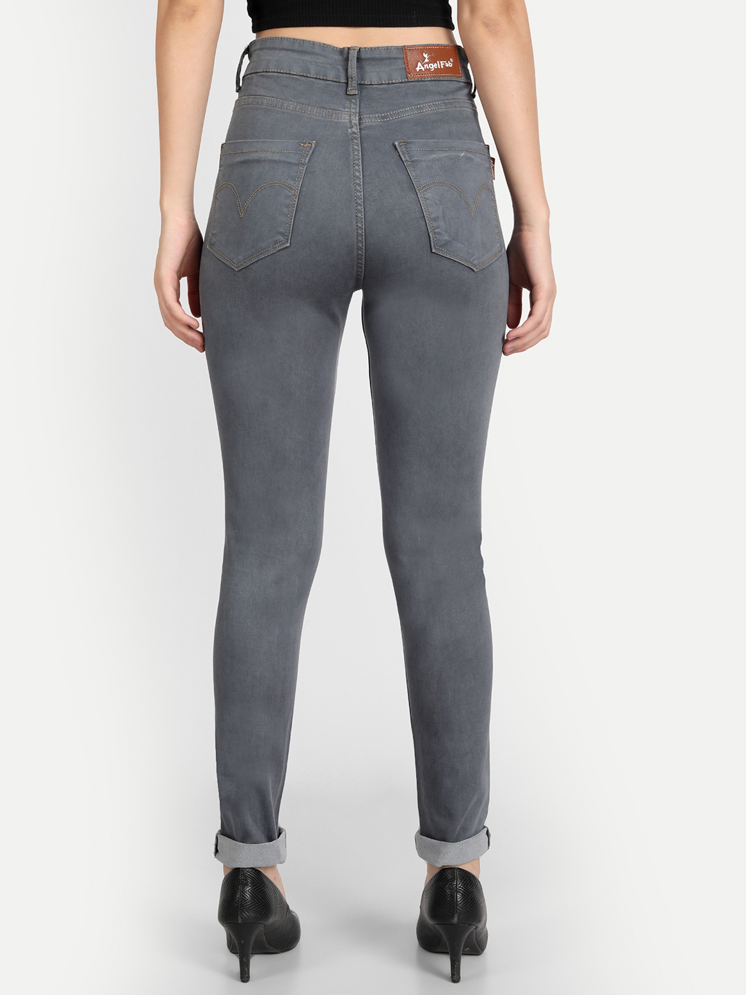 4 AngelFab Women DN 1002 High Rise Skinny Pent Grey Jeans