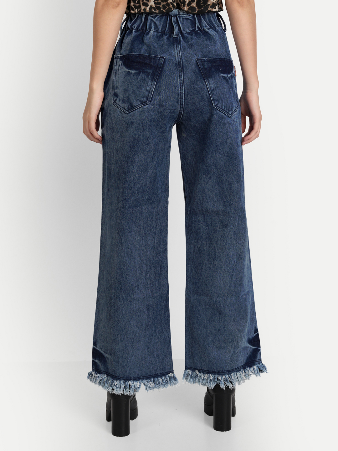 AngelFab Women DN 1004 2B Wideleg Royal Blue Jeans