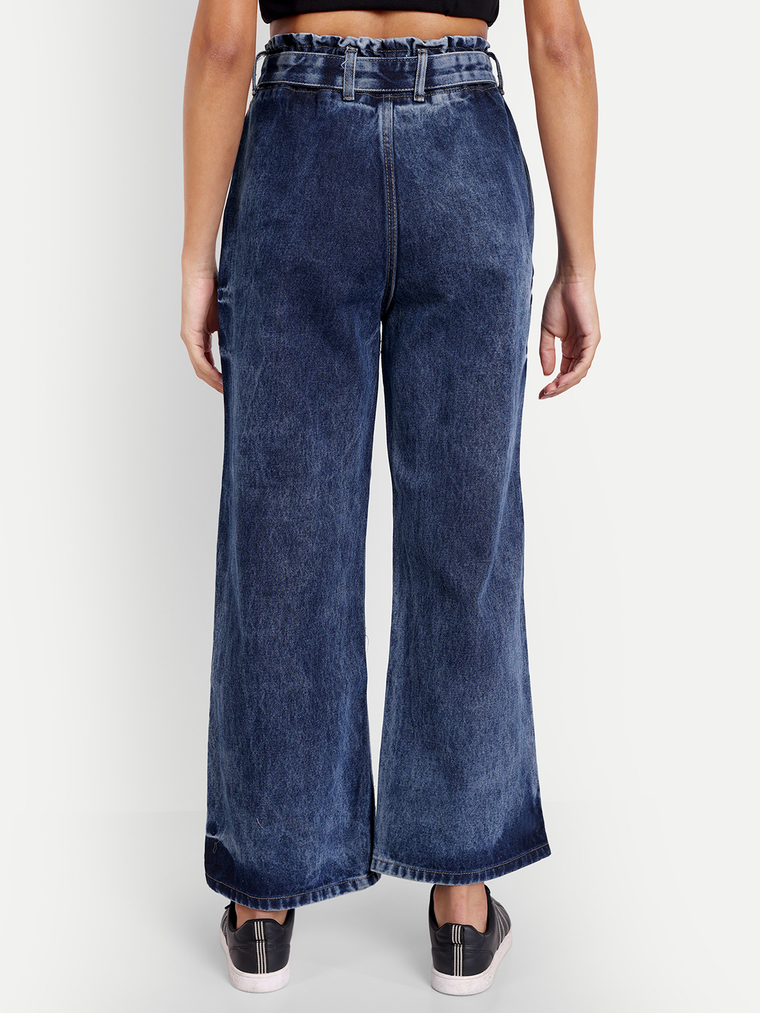 4 AngelFab Women DN 1005 S.Belt Wideleg Royal Blue Jeans