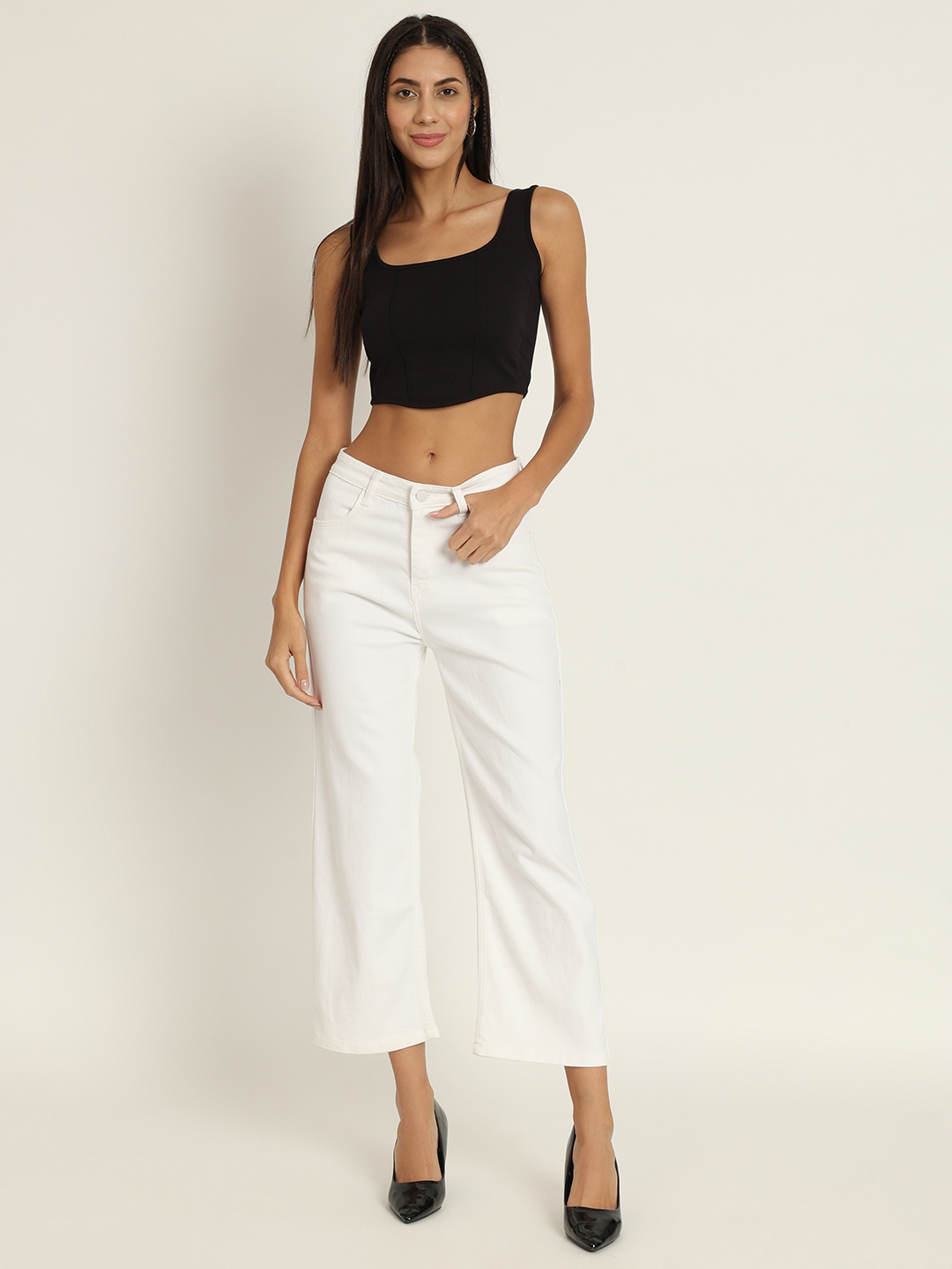 AngelFab Women Straight White Jeans