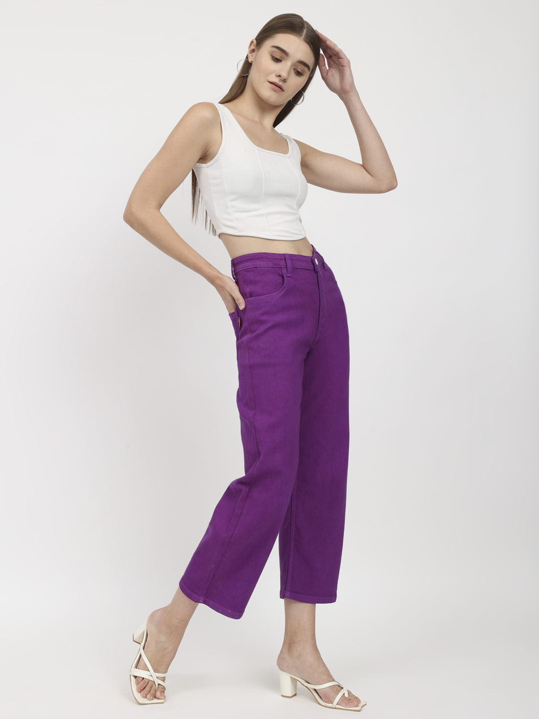 AngelFab Women Straight Purple Jeans